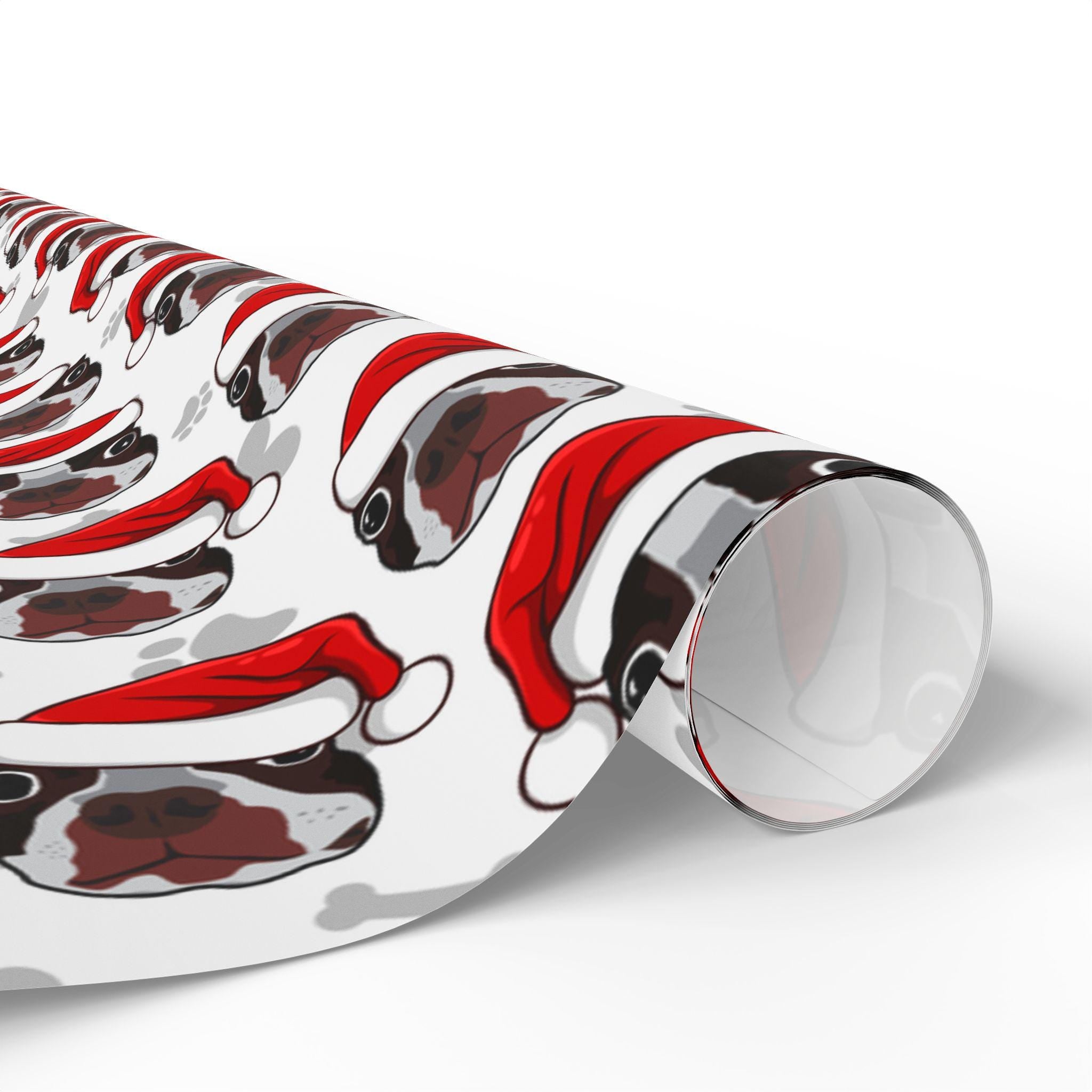 Boston Terrier Wrapping Paper, Santa Holiday Gift Wrap for Christmas, Festive Gift Wrap, Cute Dog Wrapping Paper, Christmas Wrapping