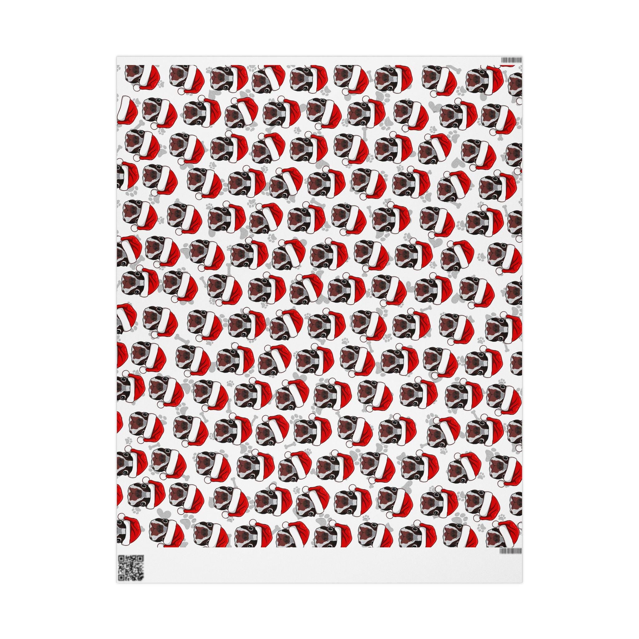 Boston Terrier Wrapping Paper, Santa Holiday Gift Wrap for Christmas, Festive Gift Wrap, Cute Dog Wrapping Paper, Christmas Wrapping